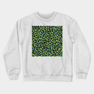 Leopard Pattern in Blue Raspberry on Lime Green Crewneck Sweatshirt